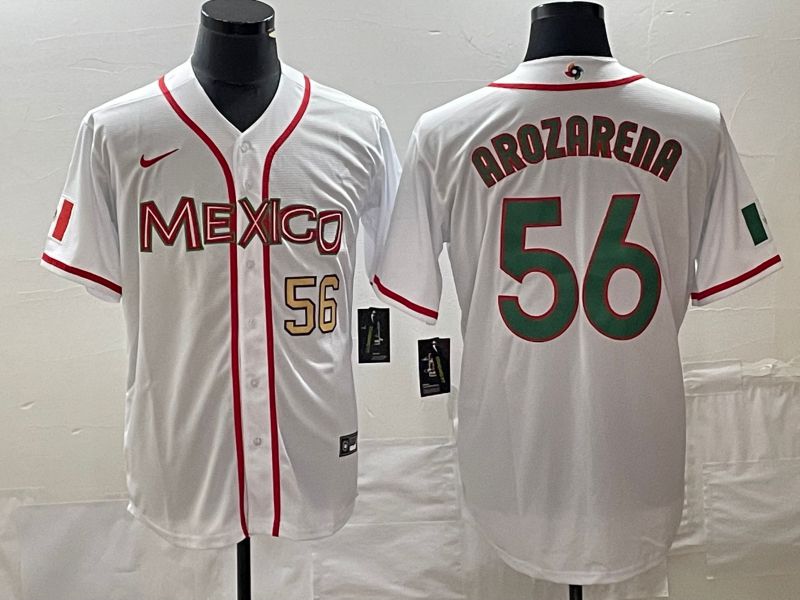 Men 2023 World Cub Mexico 56 Arozarena White green Nike MLB Jersey 2